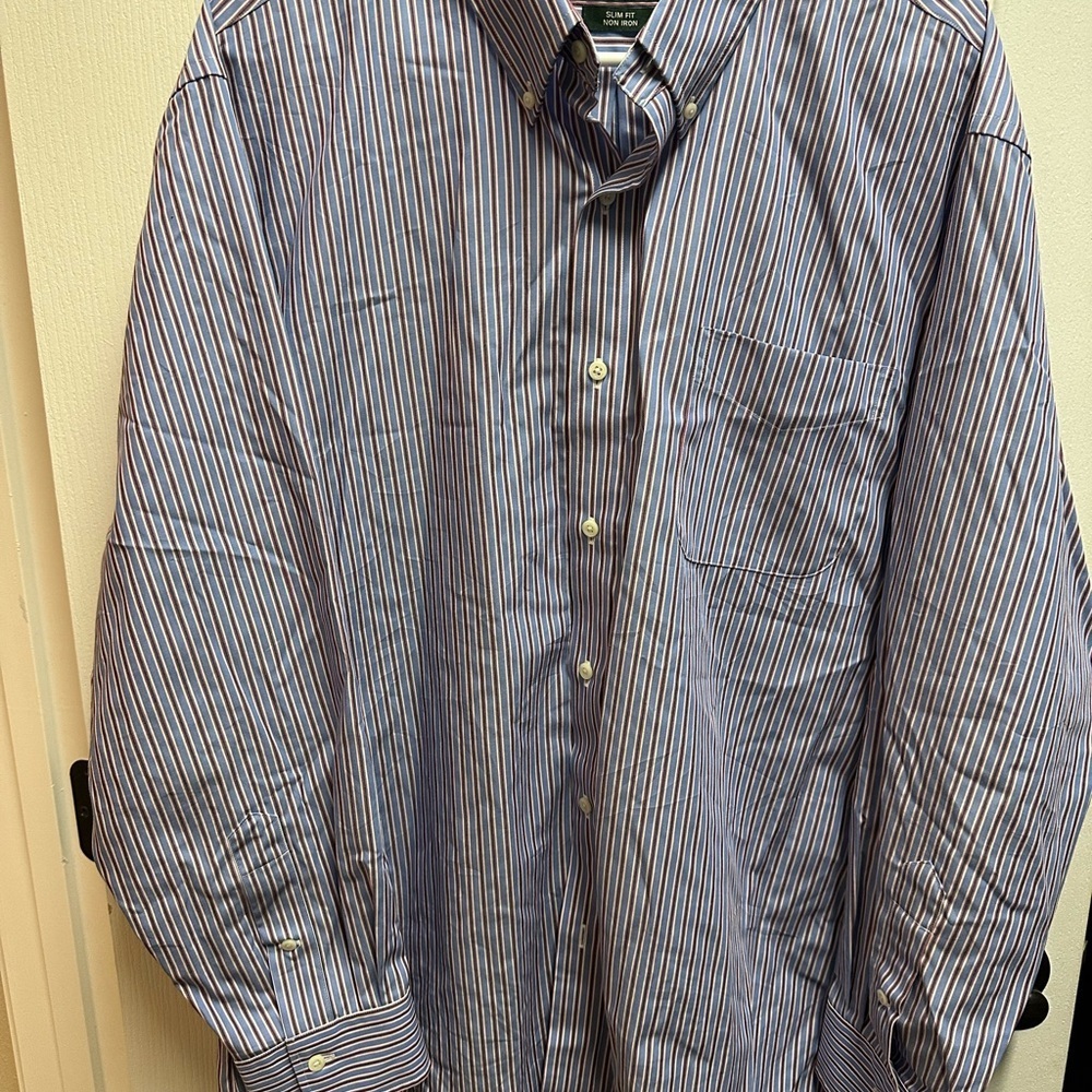 Ralph Lauren Men's Blue Striped Shirt size neck 18/NWOT # 425